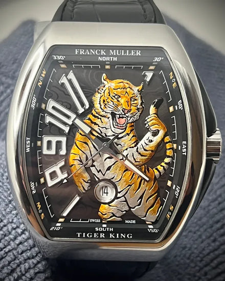 No Reserve - 2022 Franck Muller Vanguard "Tiger King" L.E. 74/88 45MM Black "Tiger Motif" Dial Leather Strap (V 45 YT SC DT AC NR)
