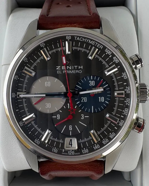 Zenith El Primero 36'000 VpH 42MM Grey Dial Leather Strap (03.2046.400/25.C771)