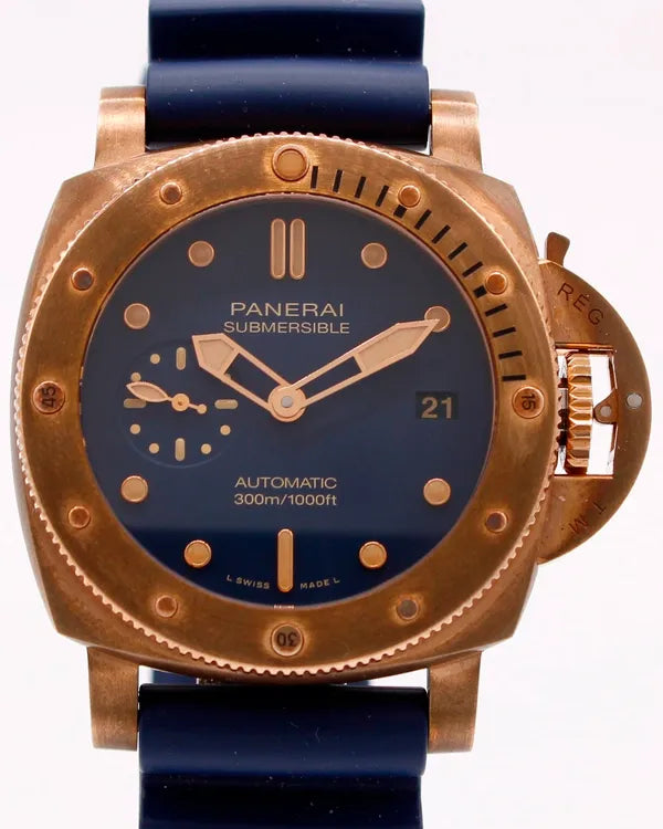 Panerai Submersible "Bronzo" 42MM Blue Dial Rubber Strap (PAM01074)