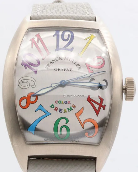 Franck Muller Color Dreams 55MM Silver Dial Leather Strap (8880 SC BR)