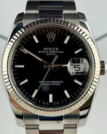 Rolex Oyster Perpetual Date 34MM Black Dial Oyster Bracelet (115234)