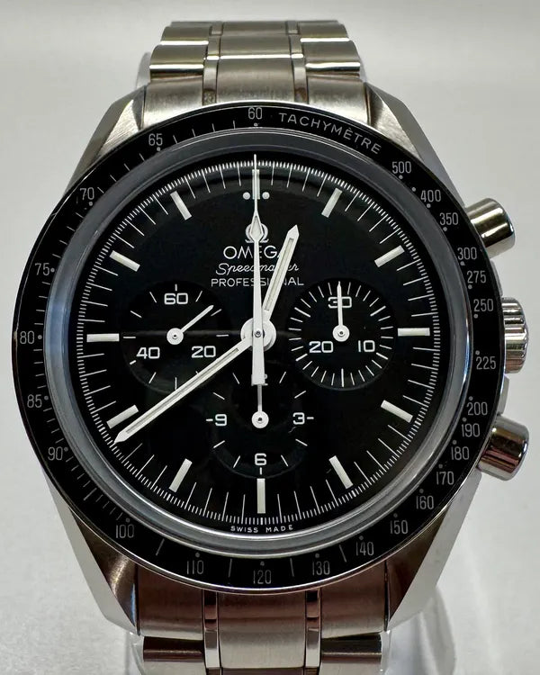 No Reserve - Omega Speedmaster Professional Moonwatch 42MM Black Dial Steel Bracelet (311.30.42.30.01.006)