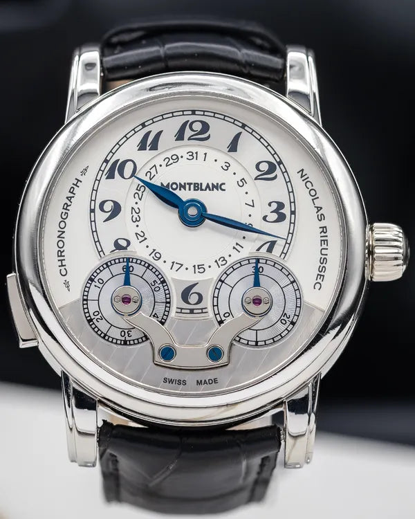 Montblanc Nicolas Rieussec Platinum Chronograph L.E. 43MM Silver Dial Leather Strap (102332)