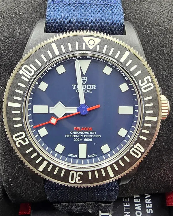 No Reserve - 2023 Tudor Pelagos FXD "Alinghi Red Bull Racing" 42MM Blue Dial Textile Strap (25707KN)