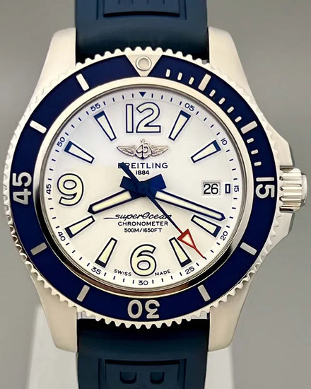 No Reserve - 2019 Breitling Superocean 42MM White Dial Rubber Strap (A17366D81A1S1)