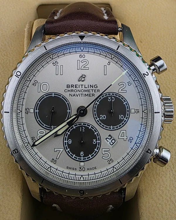 Breitling Navitimer 8 L. E. 43MM Silver Dial Leather Strap (AB0117)
