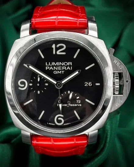 2015 Panerai Luminor 1950 3 Days GMT 44MM Black Dial Leather Strap (PAM00321)