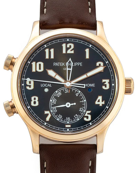 2018 Patek Philippe Calatrava Pilot Travel Time 42MM Brown Dial Leather Strap (5524R-001)