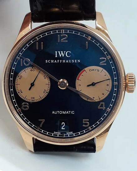 IWC Schaffhausen Portugieser 42MM Black Dial Leather Strap (IW500121)