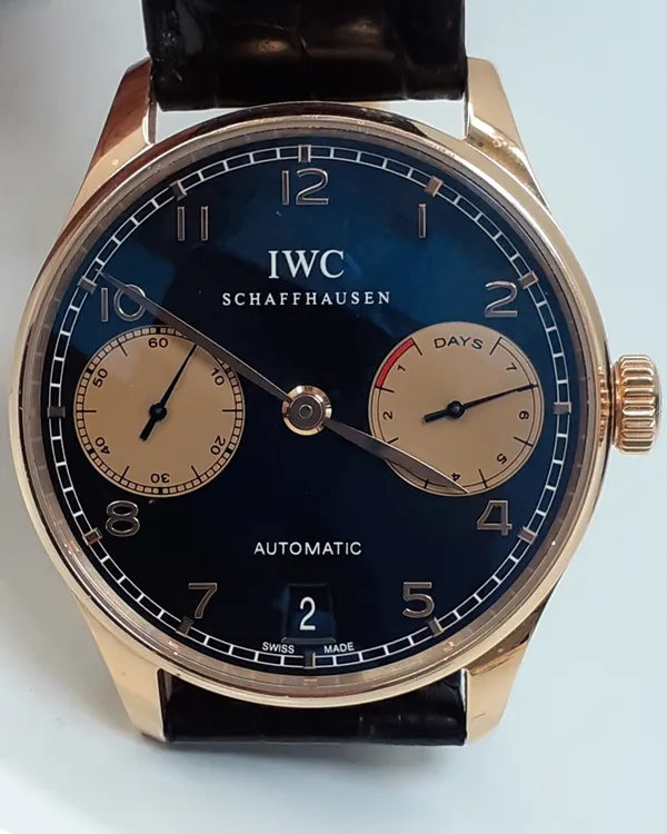 IWC Schaffhausen Portugieser 42MM Black Dial Leather Strap (IW500121)