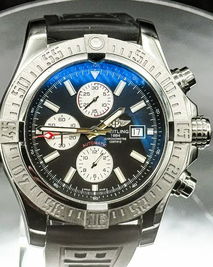 Breitling Super Avenger II Chronograph 48MM Black Dial Rubber Strap (A13371)