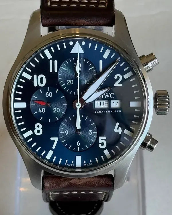 2018 IWC Schaffhausen Pilot Chronograph "Le Petit Prince" 43MM Blue Dial Leather Strap (IW377714)