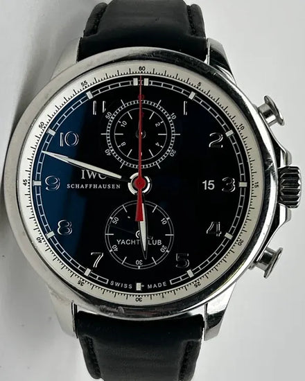 IWC Schaffhausen Portugieser Yacht Club Chronograph 45MM Black Dial Leather Strap (IW390204)