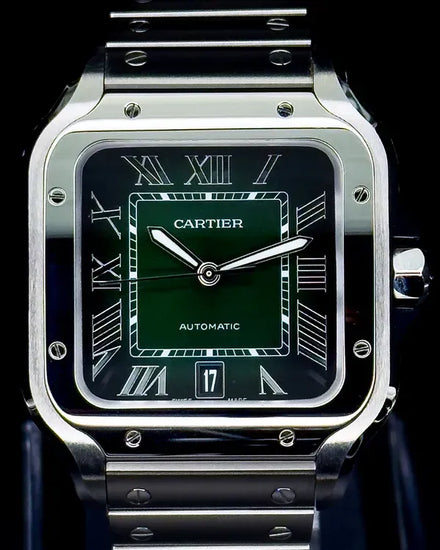 2025 Cartier Santos De Cartier 39.8MM Green Dial Steel Bracelet (WSSA0062)