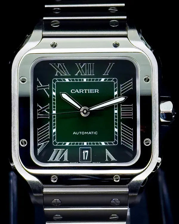 2025 Cartier Santos De Cartier 39.8MM Green Dial Steel Bracelet (WSSA0062)
