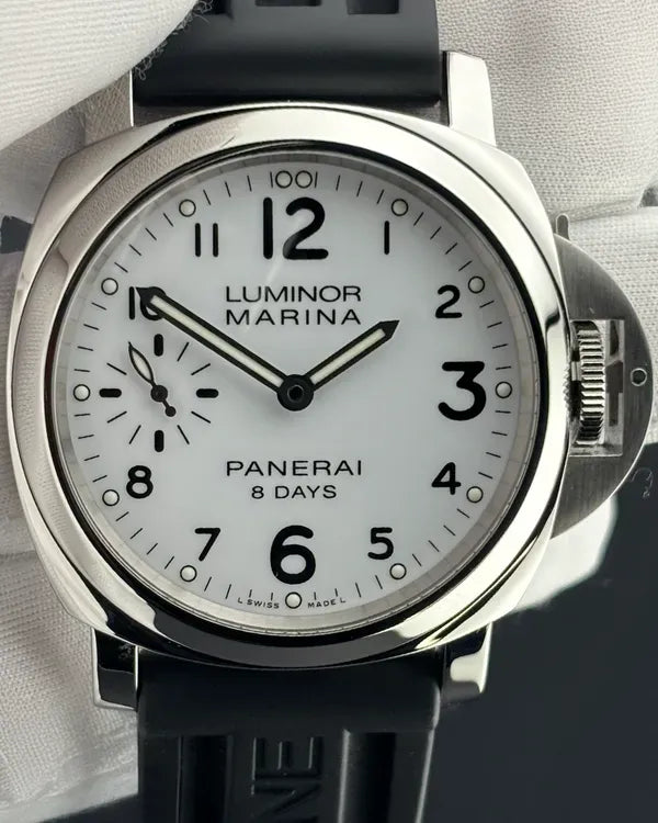 2016 Panerai Luminor Marina 8 Days Acciaio 44MM White Dial Rubber Strap (PAM00563)