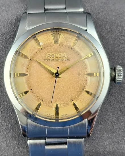 Rolex Oyster Perpetual 34MM Champagne "Tropical" Dial Oyster Bracelet (6332)