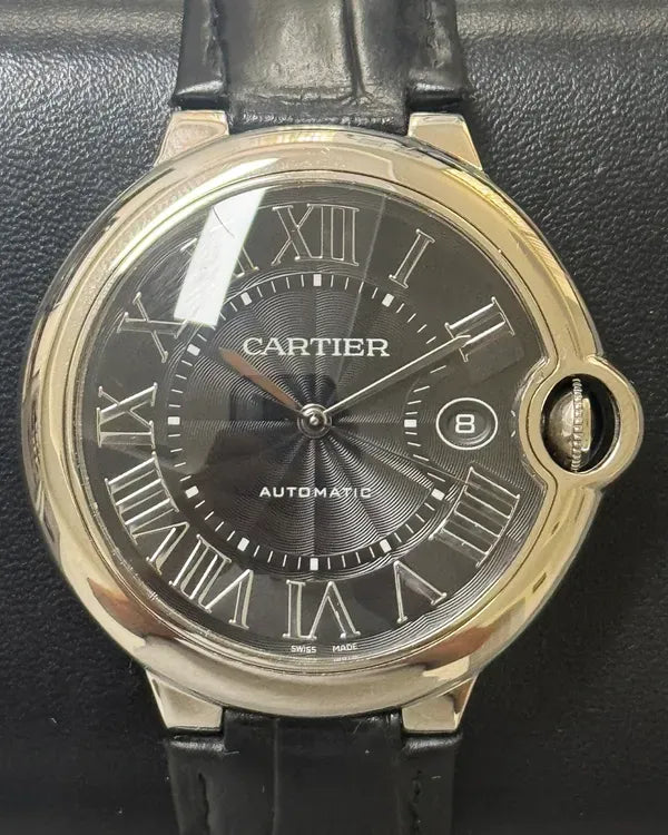 2015 Cartier Ballon Bleu 42MM Grey Dial Leather Strap (WSBB0003)