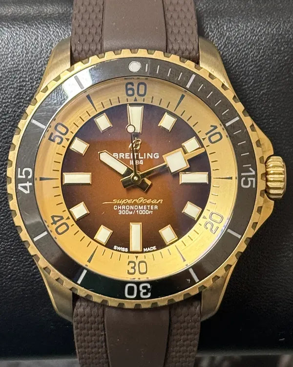 Breitling Superocean 44MM Brown Dial Rubber Strap (N17376)