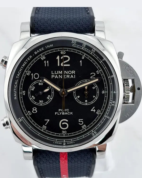 Panerai Luminor 1950 3 Days Chrono Flyback 44MM Black Dial Rubber Strap (PAM00653)