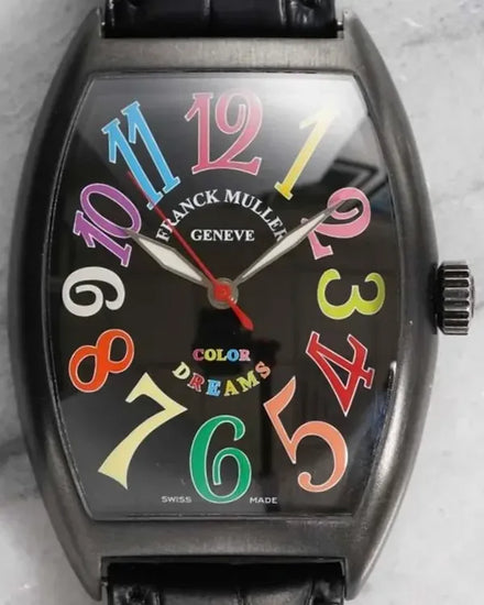 Franck Muller Color Dreams 34MM Black Dial Leather Strap (6850)