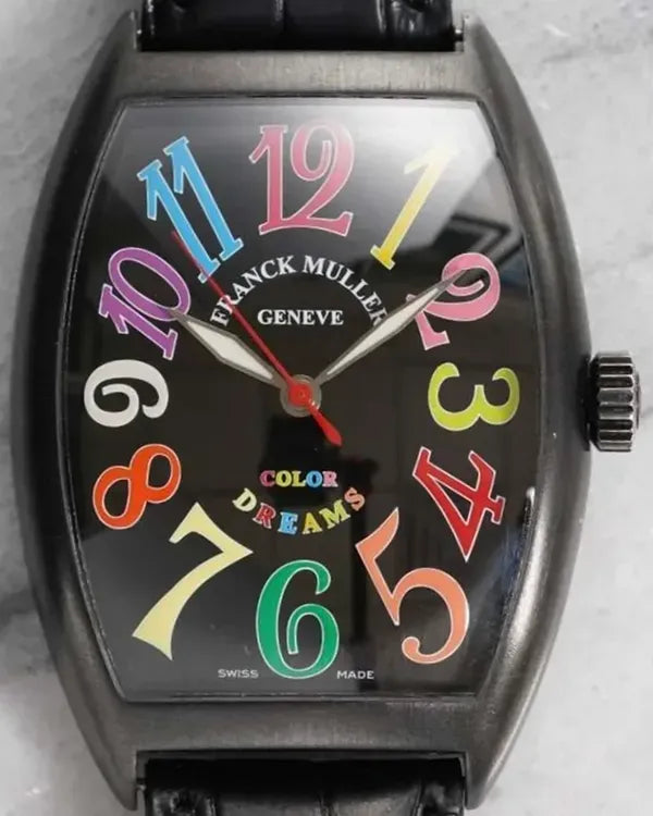 Franck Muller Color Dreams 34MM Black Dial Leather Strap (6850)