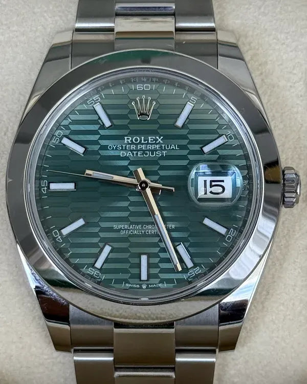2023 Rolex Datejust 41MM Green "Fluted Motif" Dial Oyster Bracelet (126300)