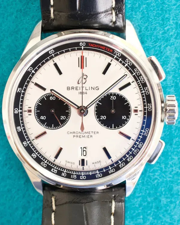 Vendesi Breitling Premier B01 Chronograph 42mm AB0118221G1P1 Panda Dial per 4.725 € da un Trusted Seller su Vendesi Breitling Premier B01 Chronograph 42mm AB0118221G1P1 Panda Dial per 4.725 € da un Trusted Seller su