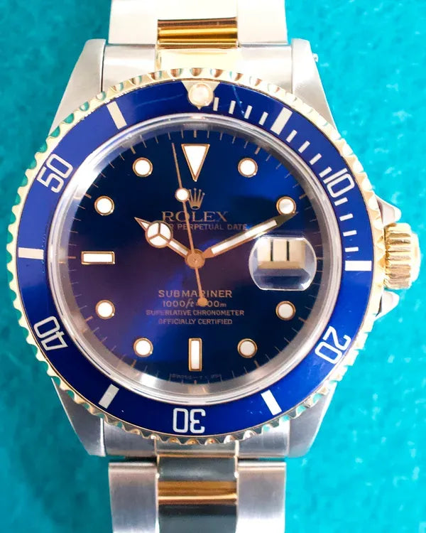 1995 Rolex Submariner Date "Bluesy" 40MM Blue Dial Two-Tone Oyster Bracelet (16613)
