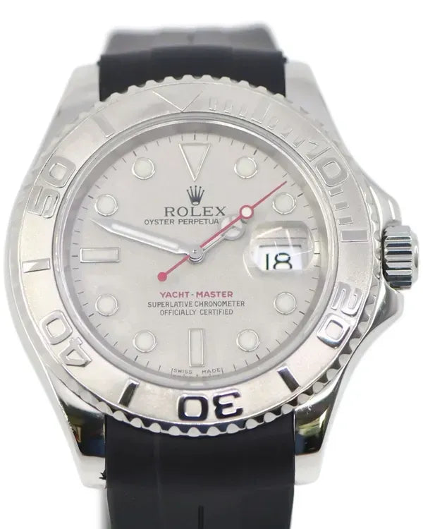 Rolex Yacht-Master 40MM Silver Dial Aftermarket Rubber Strap (16622)