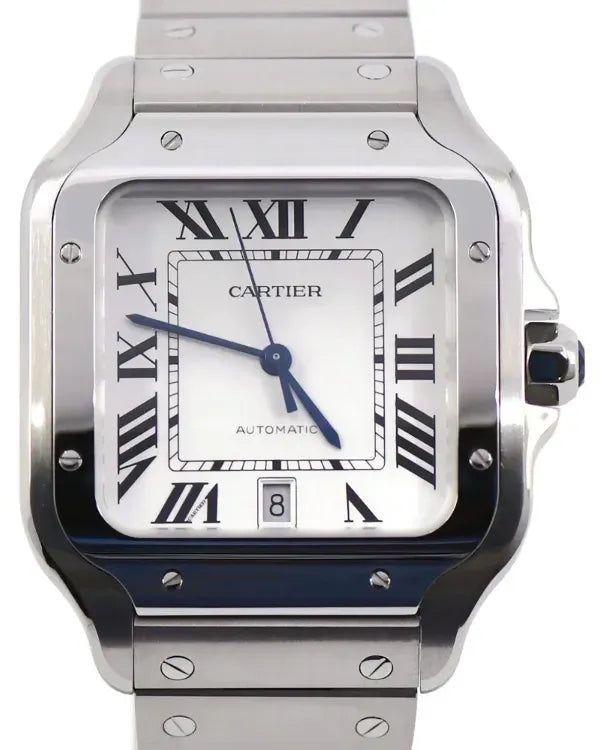 Cartier Santos De Cartier 39.8MM White Dial Steel Bracelet (WSSA0018)