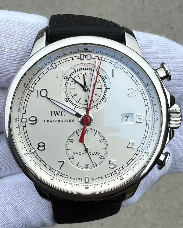IWC Schaffhausen Portugieser Yacht Club Chronograph 45.4MM Silver Dial Textile Strap (IW390211)