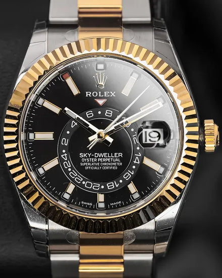 2021 Rolex Sky-Dweller 42MM Black Dial Two-Tone Oyster Bracelet (336933)
