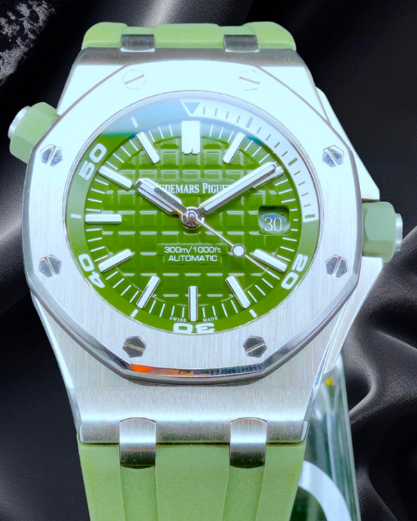 2021 Audemars Piguet Royal Oak Offshore Diver 42MM Khaki Green Dial Rubber Strap (15710ST.OO.A052CA.01)