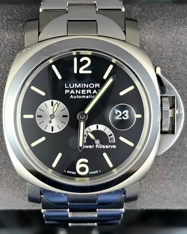 No Reserve - 2008 Panerai Luminor Power Reserve 44MM Black Dial Titanium Bracelet (PAM00171)
