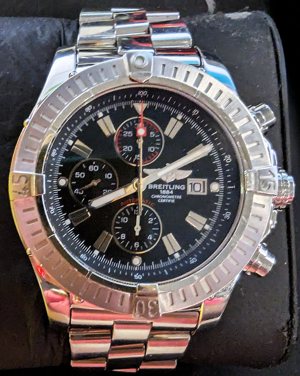 2009 Breitling Super Avenger 48MM Black Dial Steel Bracelet (A13370)