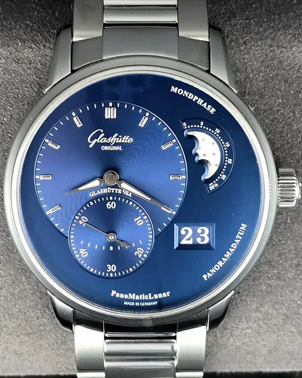 2017 Glashütte Original PanoMaticLunar 40MM Blue Dial Steel Bracelet (1-90-02-46-32-70)