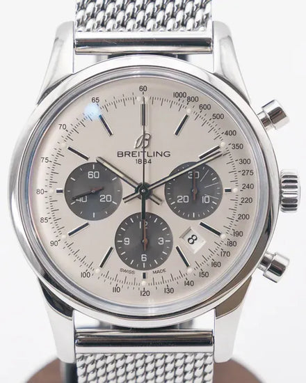 2012 Breitling Transocean Chronograph 43MM White Dial Steel Bracelet (AB0152)