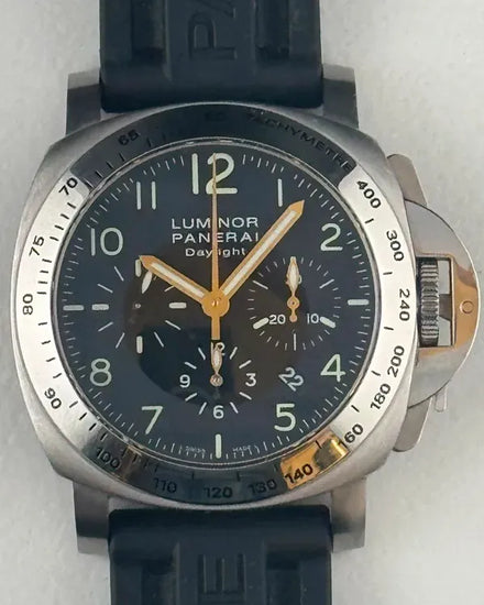 Panerai Luminor Chrono Daylight 44MM Black Dial Rubber Strap (PAM00196)