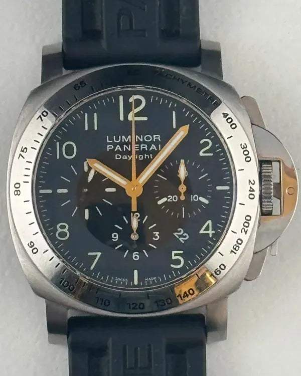 Panerai Luminor Chrono Daylight 44MM Black Dial Rubber Strap (PAM00196)