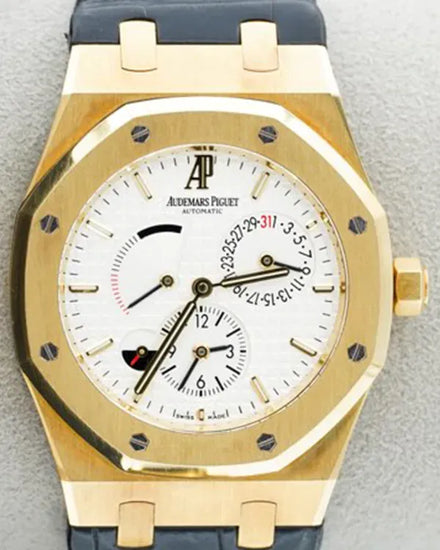 Audemars Piguet Royal Oak Dual Time 39MM White Dial Leather Strap (26120BA.OO.D088CR.01)