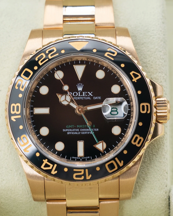 2006 Rolex GMT-Master II 40MM Black Dial Yellow Gold Oyster Bracelet (116718)