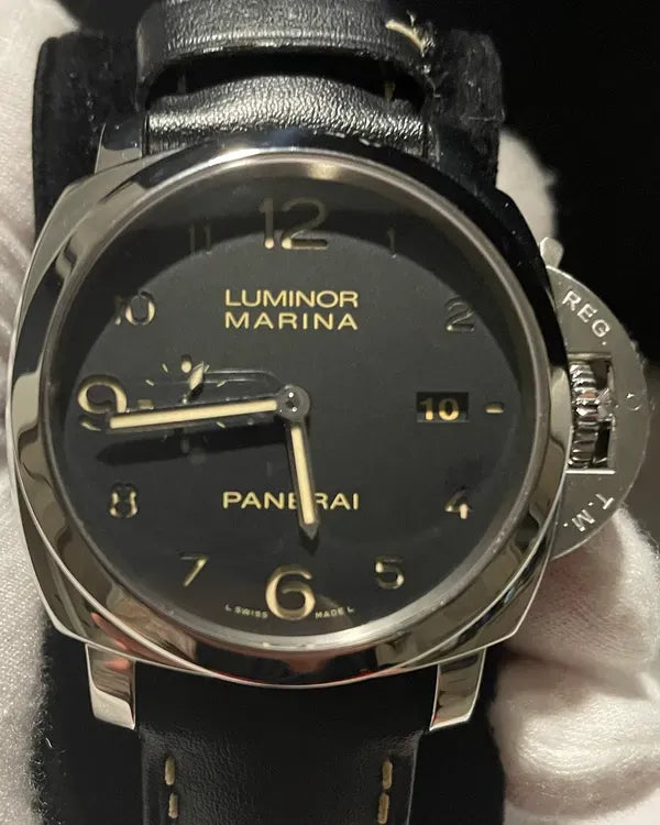 2014 Panerai Luminor Marina 1950 3 Days 44MM Black Dial Leather Strap (PAM00359)
