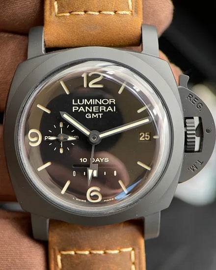 2012 Panerai Luminor 1950 10 Days GMT L.E. 44MM Black Dial Leather Strap (PAM00335)