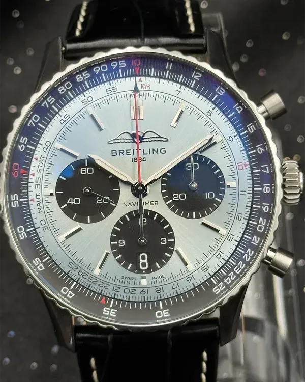 Breitling Navitimer 1 B01 43MM Ice Blue Dial Leather Strap (AB0138241C1P1)