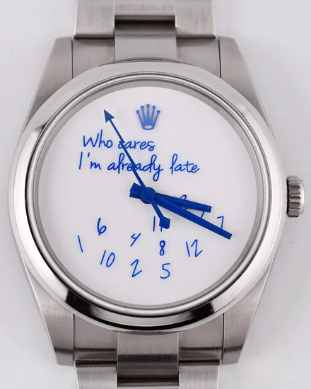 2022 Rolex Oyster Perpetual 41MM Aftermarket "Who Cares" White Dial Oyster Bracelet (124300)