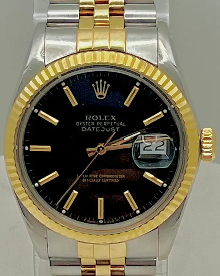 Rolex Datejust 36MM Black Dial Two-Tone Jubilee Bracelet (16013)