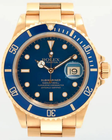 Rolex Submariner Date 40MM Blue Dial Yellow Gold Oyster Bracelet (16618)