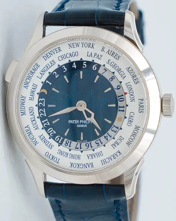 2017 Patek Philippe World Time 38.5MM Blue Dial Leather Strap (5230G-010)