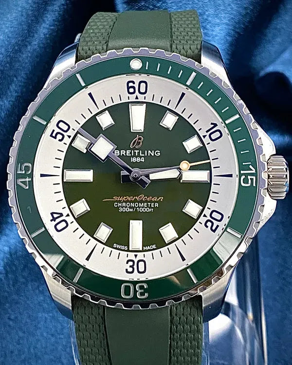 Breitling Superocean 44MM Green Dial Rubber Strap (A17376A31L1S1)